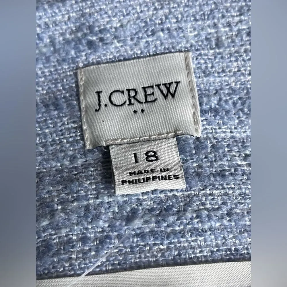 J Crew Women's Plus Size Blazer Classic Blue Tweed Lined Coat Size 20